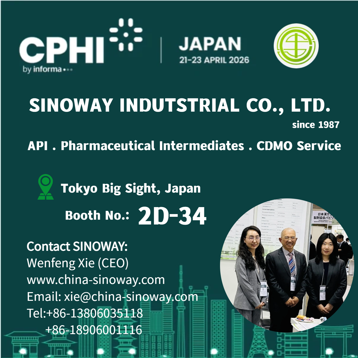 SINOWAY exposera au salon CPHI Japan 2026, renforçant ainsi sa collaboration sur le marché pharmaceutique Asie-Pacifique.